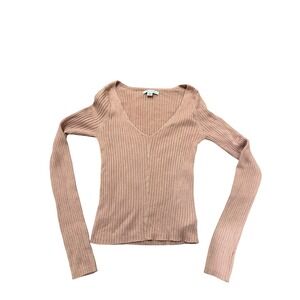 American‎ Eagle Ribbed V-Neck Crop Sweater Women's XS Pink